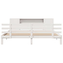 vidaXL fehér tömör fenyőfa könyvespolcos ágy matrac nélkül 200x200 cm