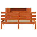 vidaXL barna tömör fenyőfa könyvespolcos ágy matrac nélkül 120 x 190cm