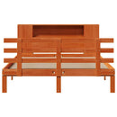 vidaXL barna tömör fenyőfa könyvespolcos ágy matrac nélkül 140 x 190cm