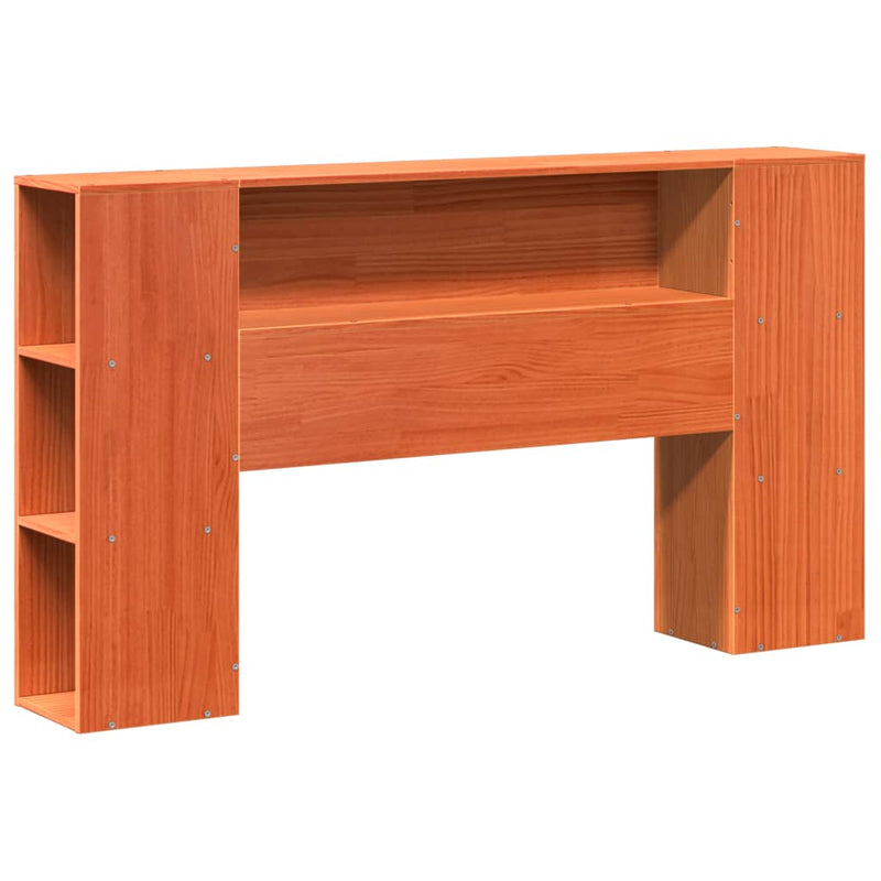 vidaXL barna tömör fenyőfa könyvespolcos ágy matrac nélkül 140 x 190cm