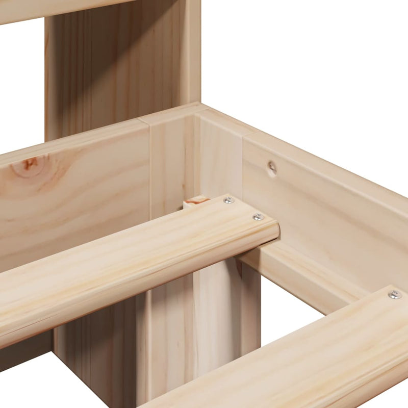 vidaXL tömör fenyőfa könyvespolcos ágy matrac nélkül 140 x 190 cm