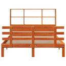 vidaXL barna tömör fenyőfa könyvespolcos ágy matrac nélkül 120 x 190cm