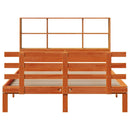 vidaXL barna tömör fenyőfa könyvespolcos ágy matrac nélkül 140 x 190cm