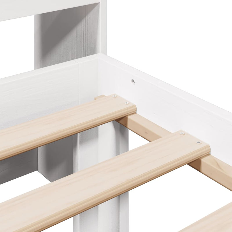 vidaXL fehér tömör fenyőfa könyvespolcos ágy matrac nélkül 90 x 190 cm