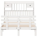 vidaXL fehér tömör fenyőfa könyvespolcos ágy matrac nélkül 135x190 cm