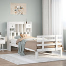 vidaXL fehér tömör fenyőfa könyvespolcos ágy matrac nélkül 90 x 200 cm