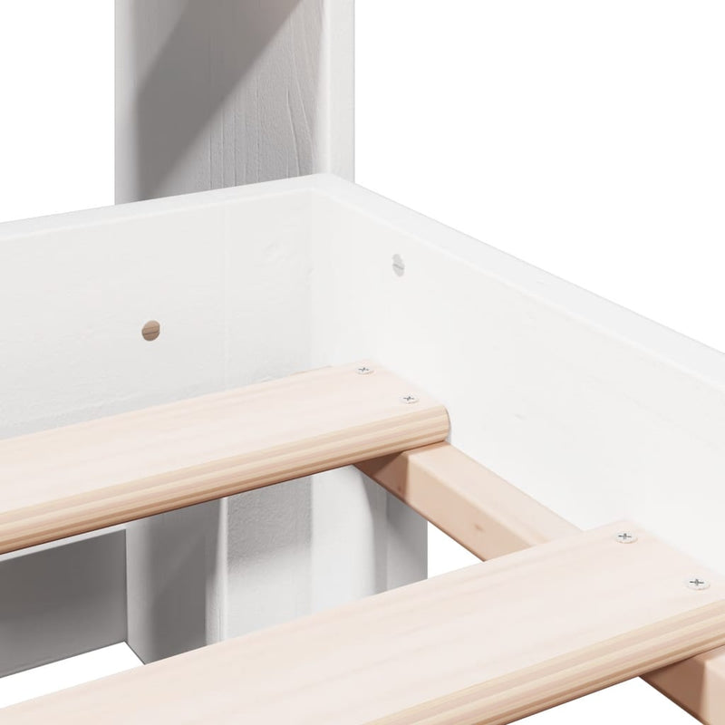 vidaXL fehér tömör fenyőfa könyvespolcos ágy matrac nélkül 150x200 cm