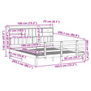 vidaXL fehér tömör fenyőfa könyvespolcos ágy matrac nélkül 180x200 cm