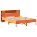 vidaXL barna tömör fenyőfa könyvespolcos ágy matrac nélkül 150 x 200cm