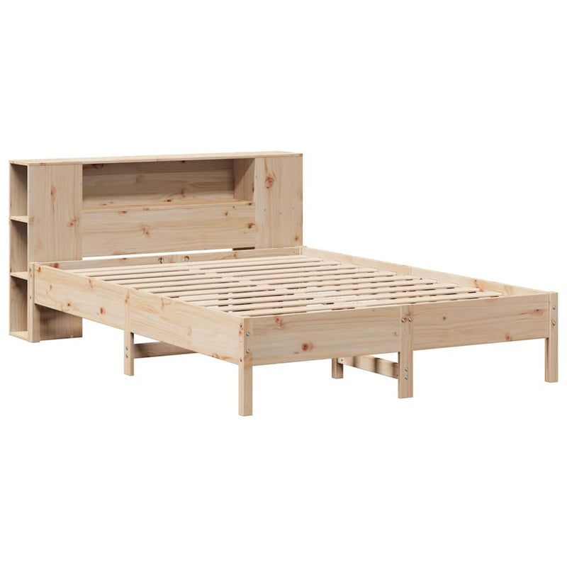 vidaXL tömör fenyőfa könyvespolcos ágy matrac nélkül 140 x 190 cm