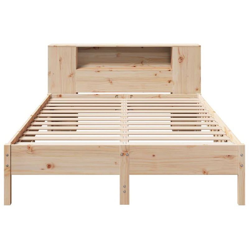 vidaXL tömör fenyőfa könyvespolcos ágy matrac nélkül 140 x 190 cm