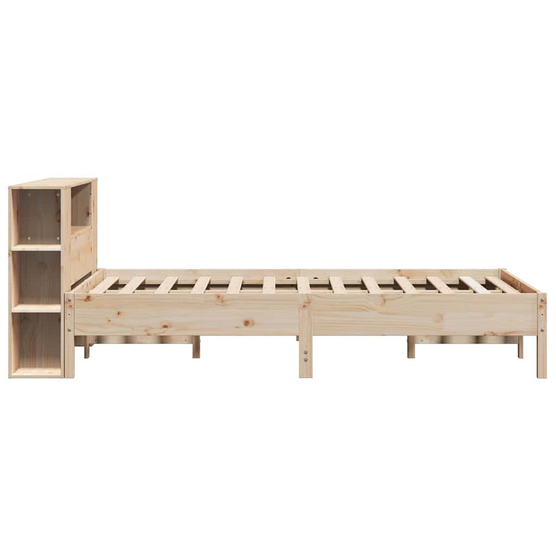 vidaXL tömör fenyőfa könyvespolcos ágy matrac nélkül 140 x 190 cm
