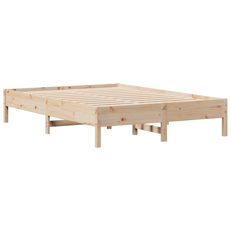 vidaXL tömör fenyőfa könyvespolcos ágy matrac nélkül 140 x 190 cm