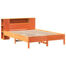 vidaXL barna tömör fenyőfa könyvespolcos ágy matrac nélkül 140 x 190cm
