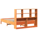vidaXL barna tömör fenyőfa könyvespolcos ágy matrac nélkül 135 x 190cm