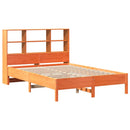 vidaXL barna tömör fenyőfa könyvespolcos ágy matrac nélkül 120 x 190cm