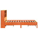 vidaXL barna tömör fenyőfa könyvespolcos ágy matrac nélkül 120 x 190cm