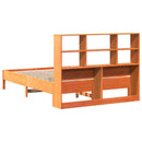 vidaXL barna tömör fenyőfa könyvespolcos ágy matrac nélkül 120 x 190cm