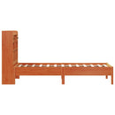 vidaXL barna tömör fenyőfa könyvespolcos ágy matrac nélkül 100 x 200cm