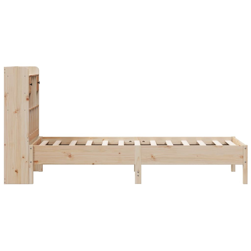 vidaXL tömör fenyőfa könyvespolcos ágy matrac nélkül 90 x 200 cm