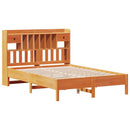 vidaXL barna tömör fenyőfa könyvespolcos ágy matrac nélkül 140 x 190cm