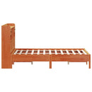 vidaXL barna tömör fenyőfa könyvespolcos ágy matrac nélkül 140 x 190cm