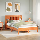 vidaXL barna tömör fenyőfa könyvespolcos ágy matrac nélkül 140 x 190cm