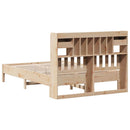 vidaXL tömör fenyőfa könyvespolcos ágy matrac nélkül 135 x 190 cm