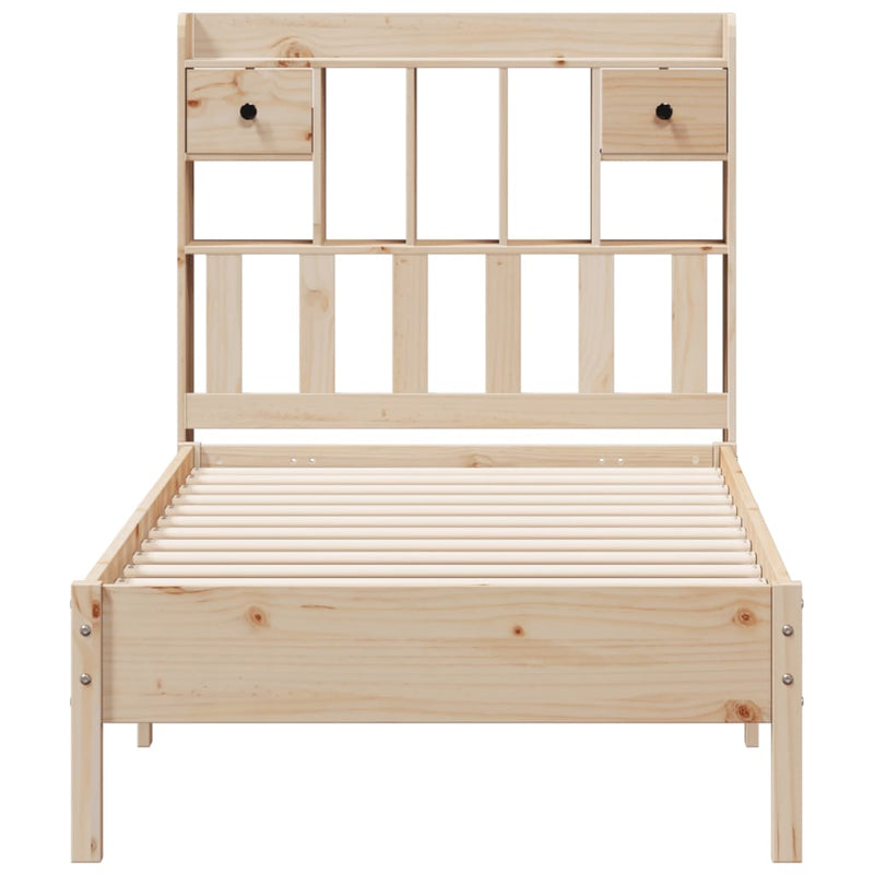 vidaXL tömör fenyőfa könyvespolcos ágy matrac nélkül 75 x 190 cm