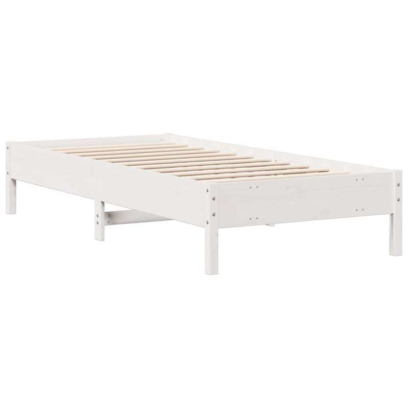 vidaXL fehér tömör fenyőfa könyvespolcos ágy matrac nélkül 75 x 190 cm