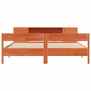 vidaXL barna tömör fenyőfa könyvespolcos ágy matrac nélkül 180 x 200cm