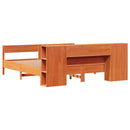 vidaXL barna tömör fenyőfa könyvespolcos ágy matrac nélkül 180 x 200cm