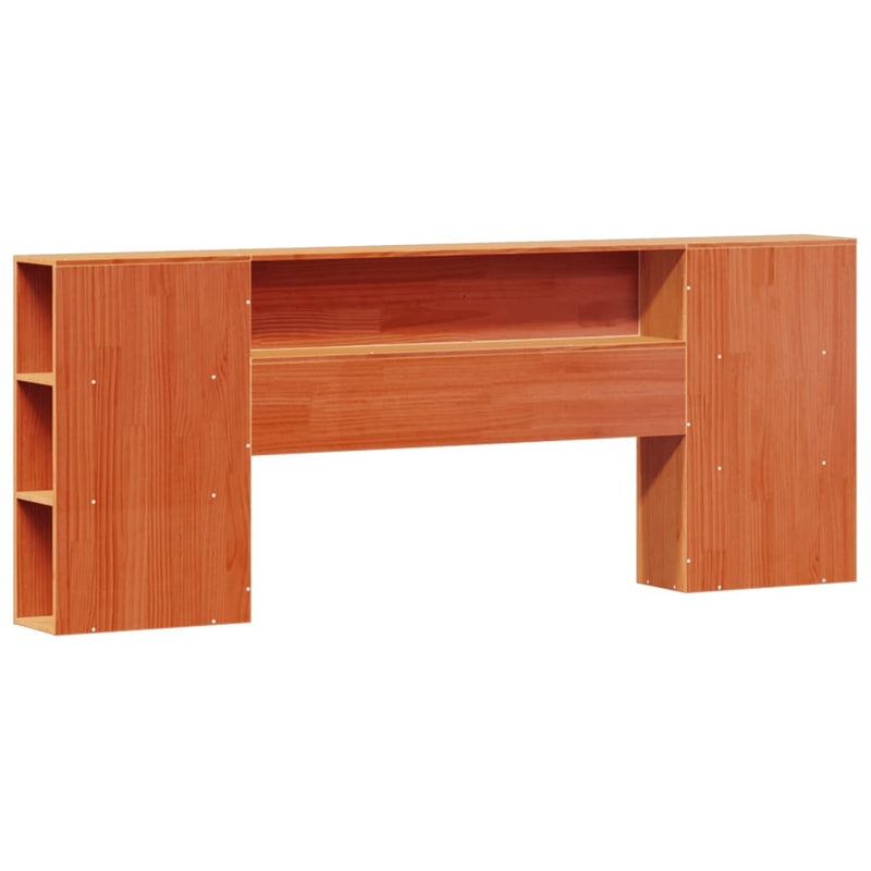 vidaXL barna tömör fenyőfa könyvespolcos ágy matrac nélkül 180 x 200cm