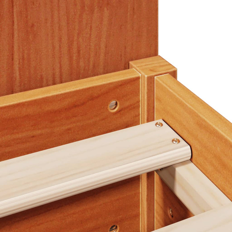 vidaXL barna tömör fenyőfa könyvespolcos ágy matrac nélkül 180 x 200cm