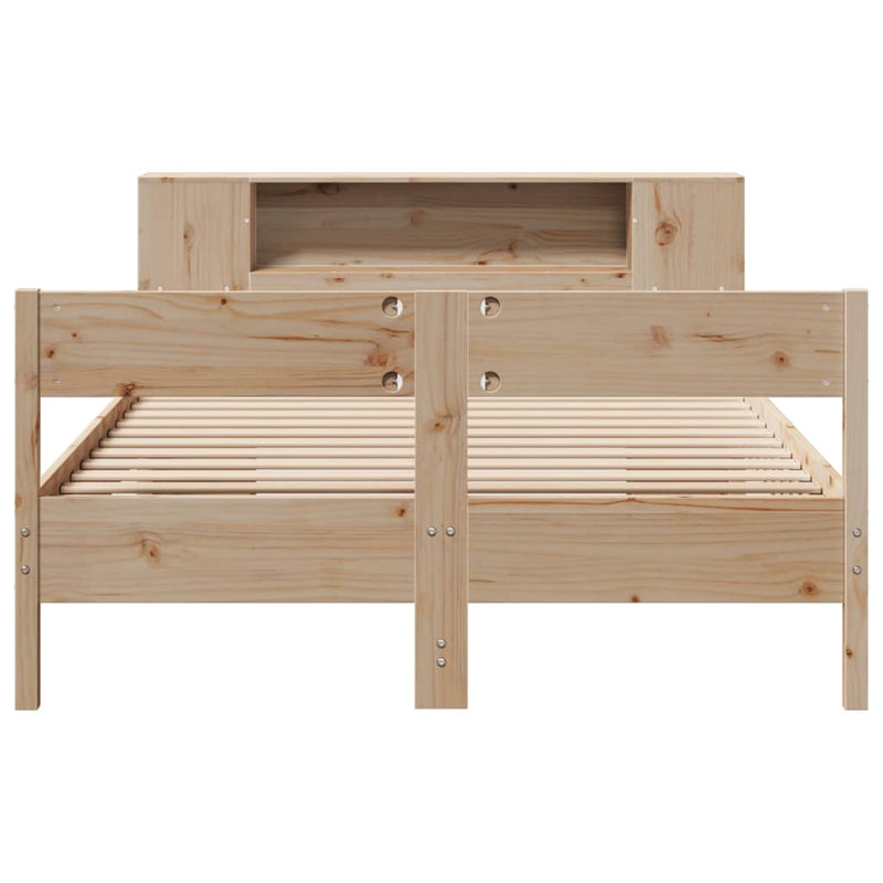 vidaXL tömör fenyőfa könyvespolcos ágy matrac nélkül 140 x 200 cm