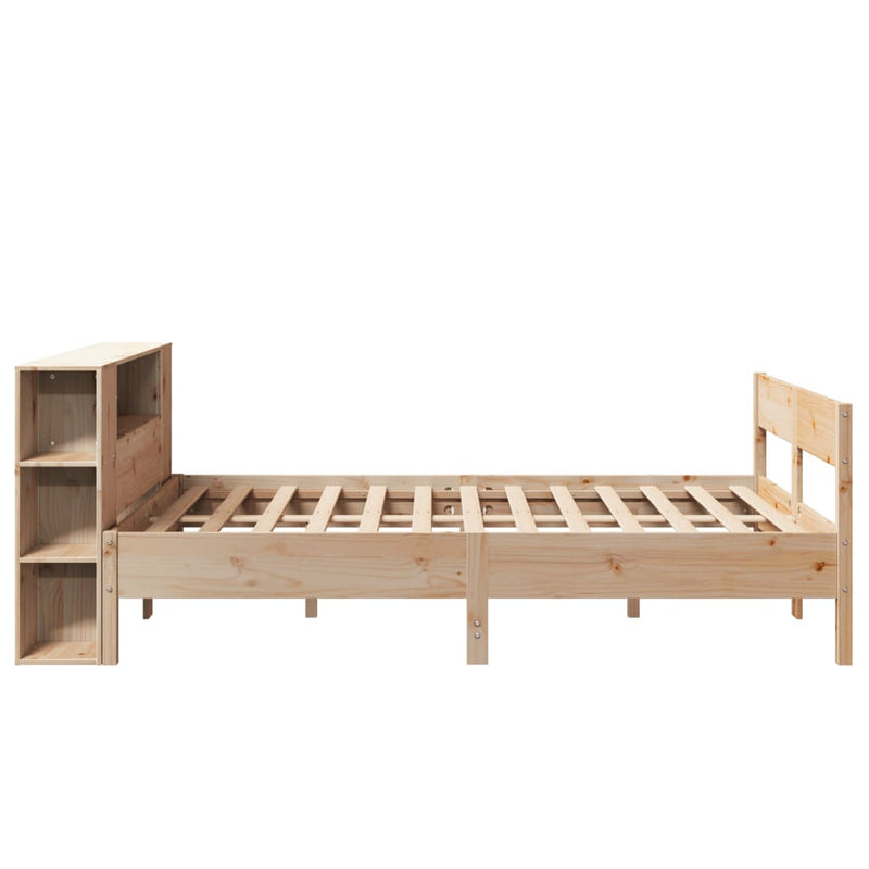 vidaXL tömör fenyőfa könyvespolcos ágy matrac nélkül 140 x 200 cm