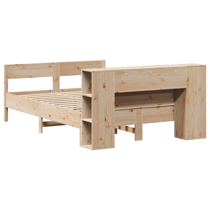 vidaXL tömör fenyőfa könyvespolcos ágy matrac nélkül 140 x 200 cm