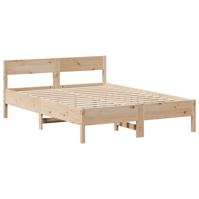 vidaXL tömör fenyőfa könyvespolcos ágy matrac nélkül 140 x 200 cm