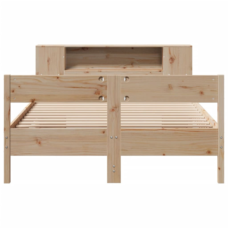 vidaXL tömör fenyőfa könyvespolcos ágy matrac nélkül 140 x 190 cm