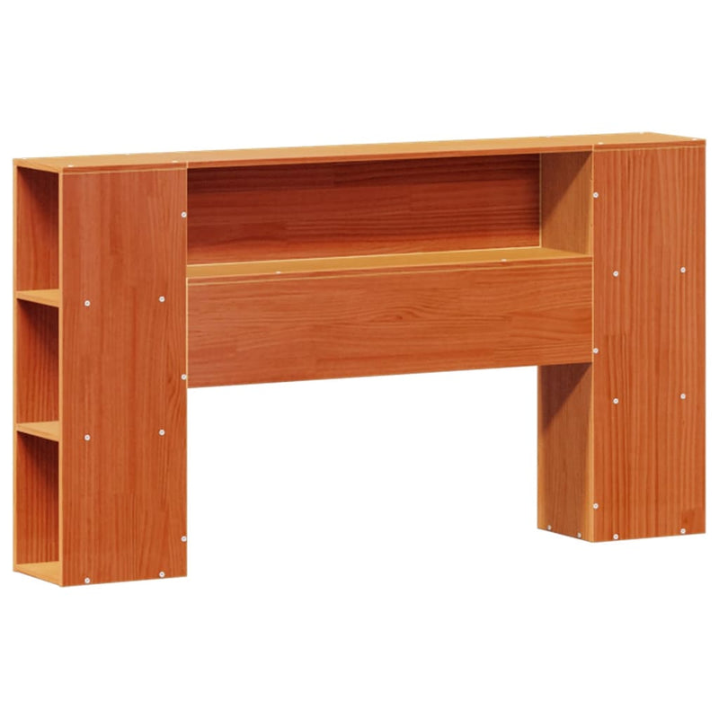 vidaXL barna tömör fenyőfa könyvespolcos ágy matrac nélkül 120 x 190cm
