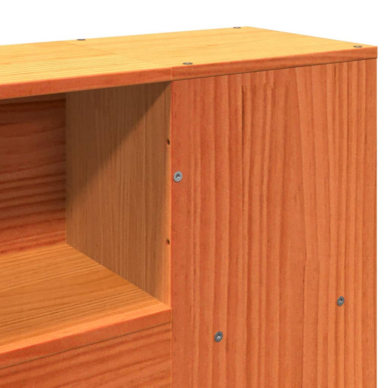 vidaXL barna tömör fenyőfa könyvespolcos ágy matrac nélkül 120 x 190cm