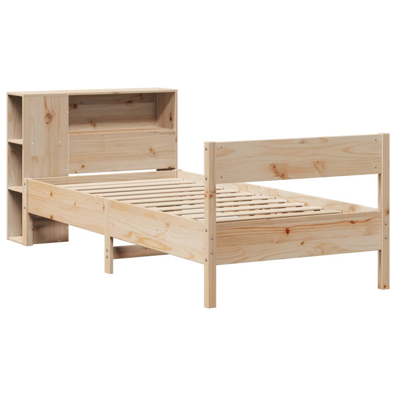 vidaXL tömör fenyőfa könyvespolcos ágy matrac nélkül 90 x 190 cm