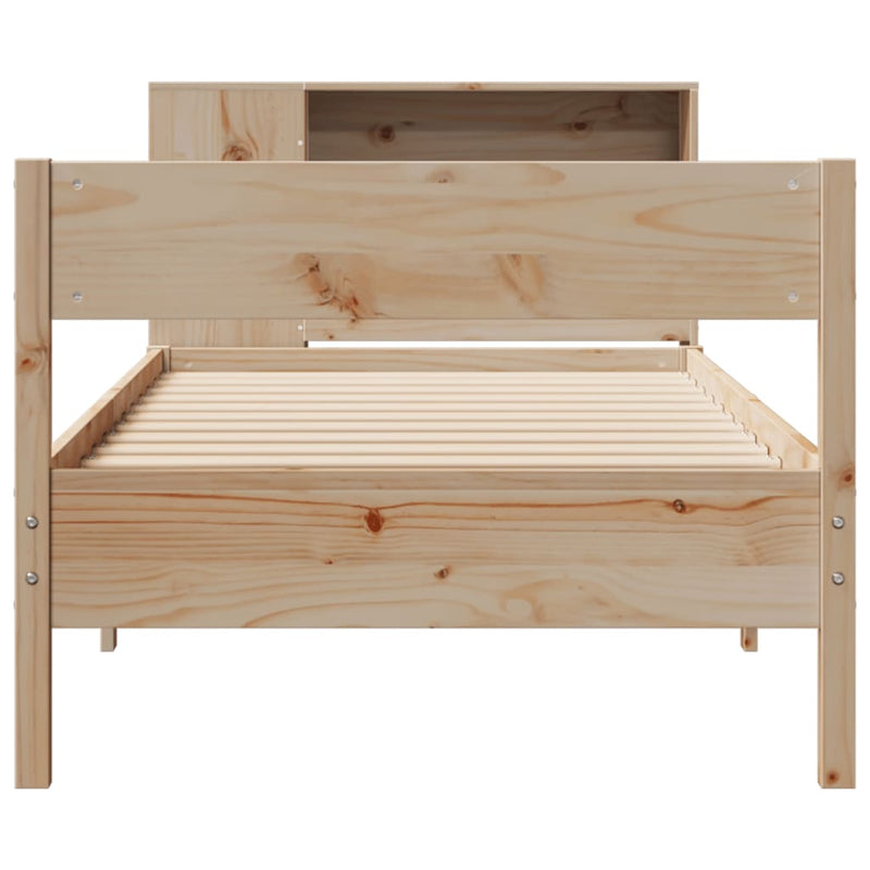 vidaXL tömör fenyőfa könyvespolcos ágy matrac nélkül 90 x 190 cm