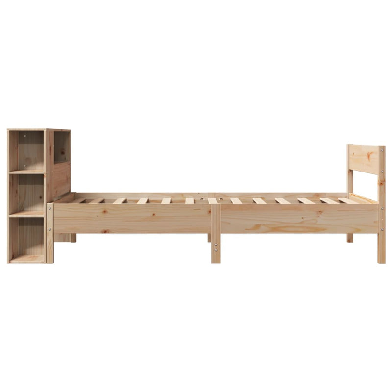 vidaXL tömör fenyőfa könyvespolcos ágy matrac nélkül 90 x 190 cm