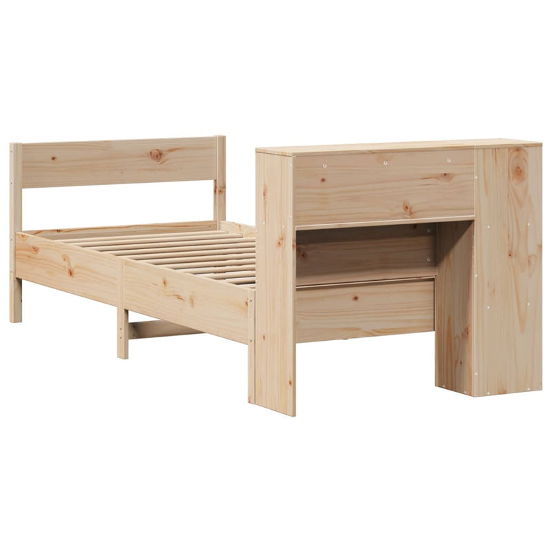 vidaXL tömör fenyőfa könyvespolcos ágy matrac nélkül 90 x 190 cm