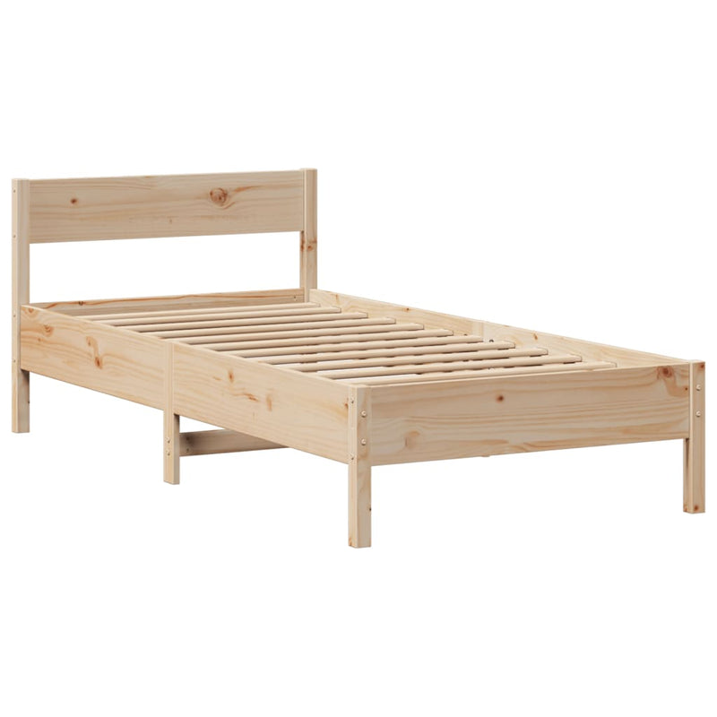 vidaXL tömör fenyőfa könyvespolcos ágy matrac nélkül 90 x 190 cm