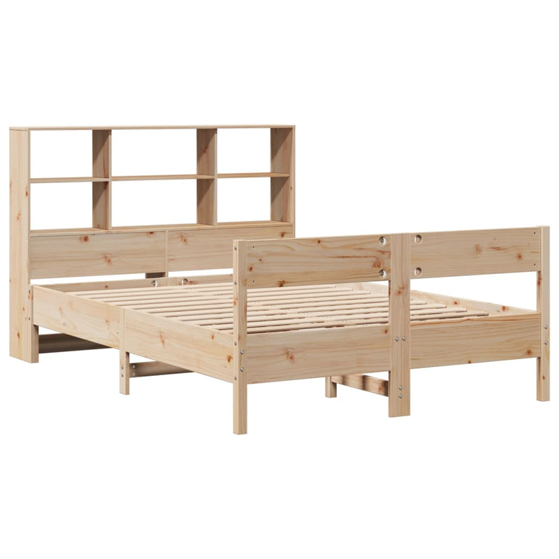 vidaXL tömör fenyőfa könyvespolcos ágy matrac nélkül 150 x 200 cm