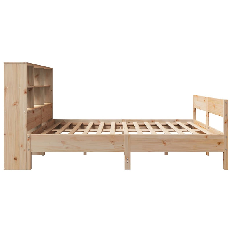 vidaXL tömör fenyőfa könyvespolcos ágy matrac nélkül 150 x 200 cm