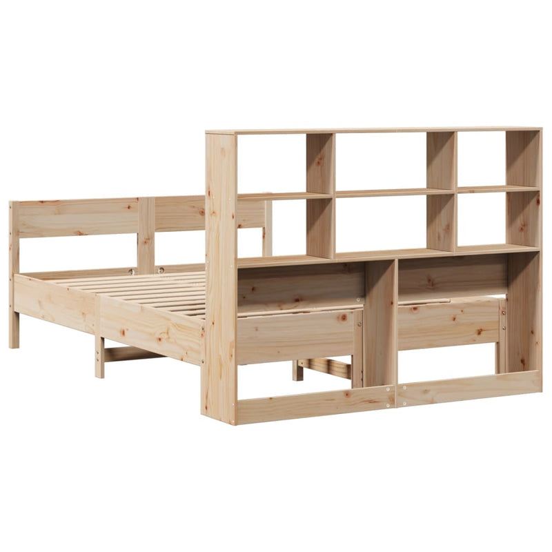 vidaXL tömör fenyőfa könyvespolcos ágy matrac nélkül 150 x 200 cm