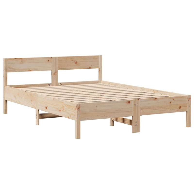vidaXL tömör fenyőfa könyvespolcos ágy matrac nélkül 150 x 200 cm